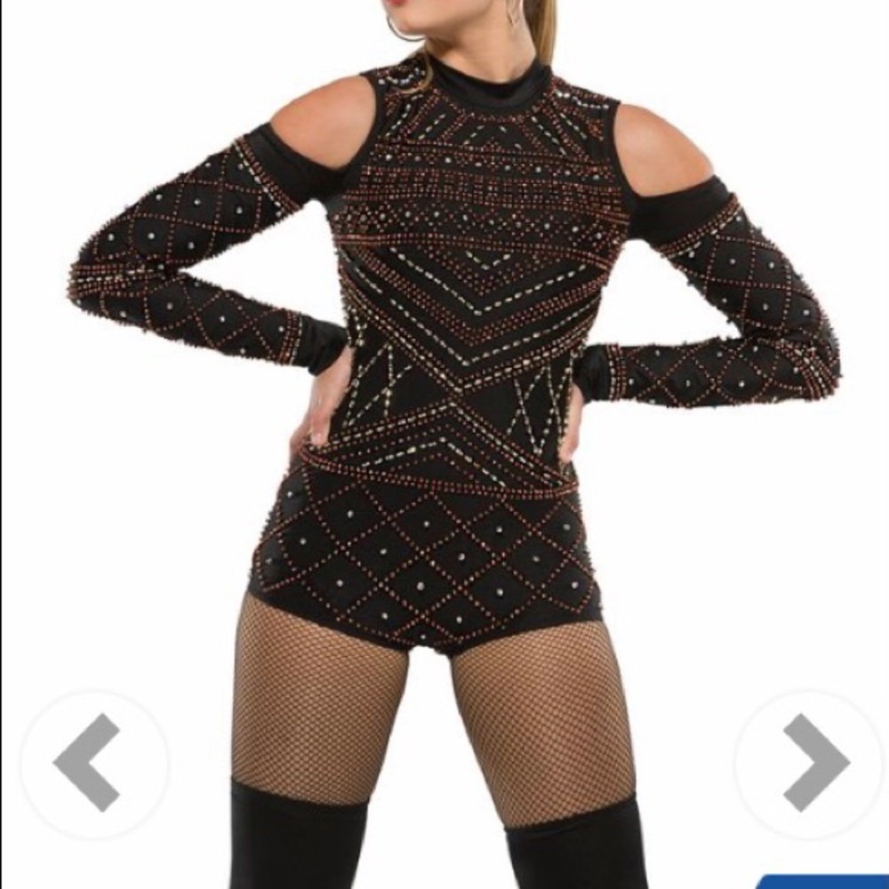 Art Stone Dance Costume "Love Lies" Black Beaded Size Large New